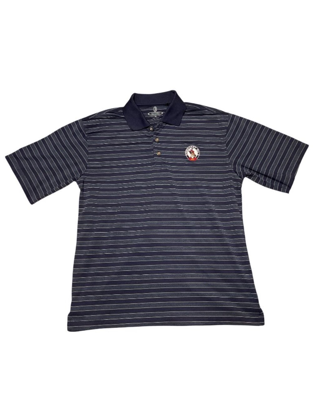 Putterboy Performance Polo Shirt Navy White Striped Pinehurst #2 Embroidered M